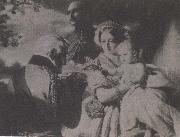 unknow artist, drottning victoria och prins albert med sitt barn prins arthur 1851